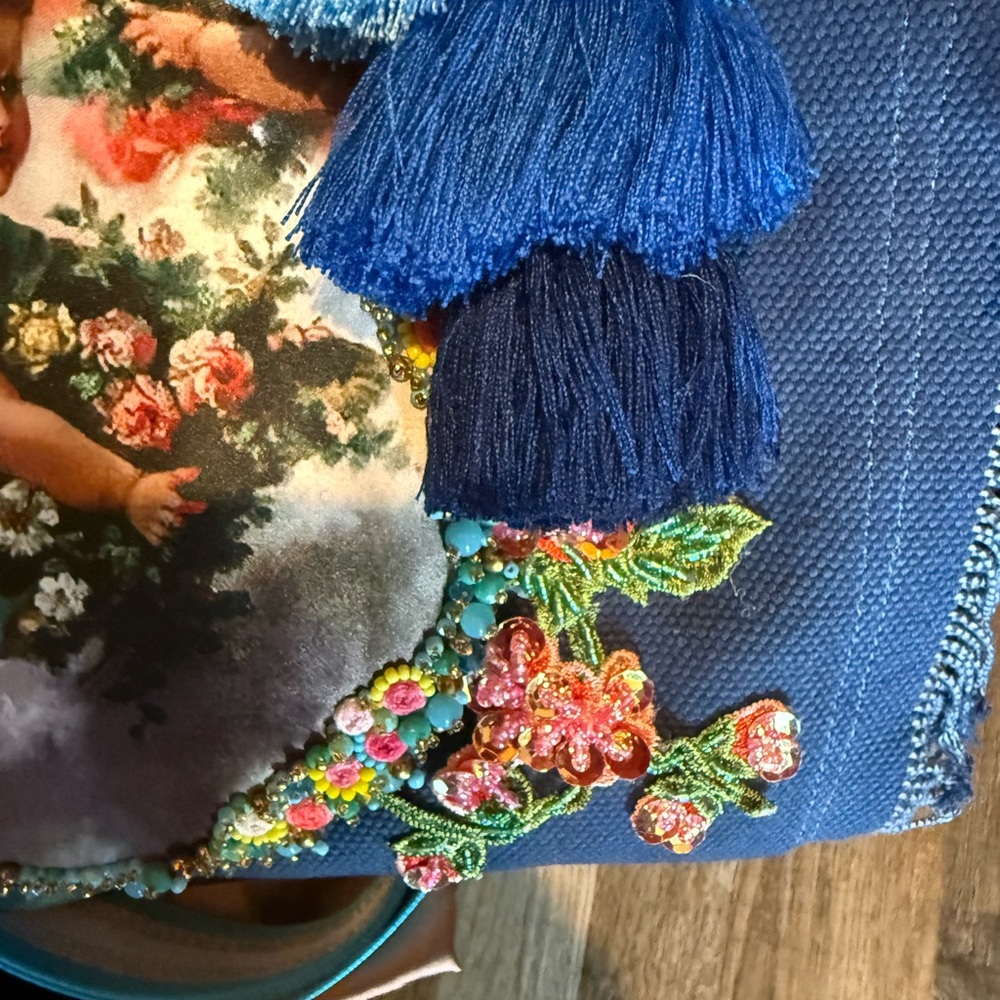 Handmade Two-Sided Tote of Virgin Mary & Cherubs - Picture 7 of 14